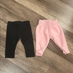 Cat & Jack Baby Black Leggings and Pink Joggers Size Newborn